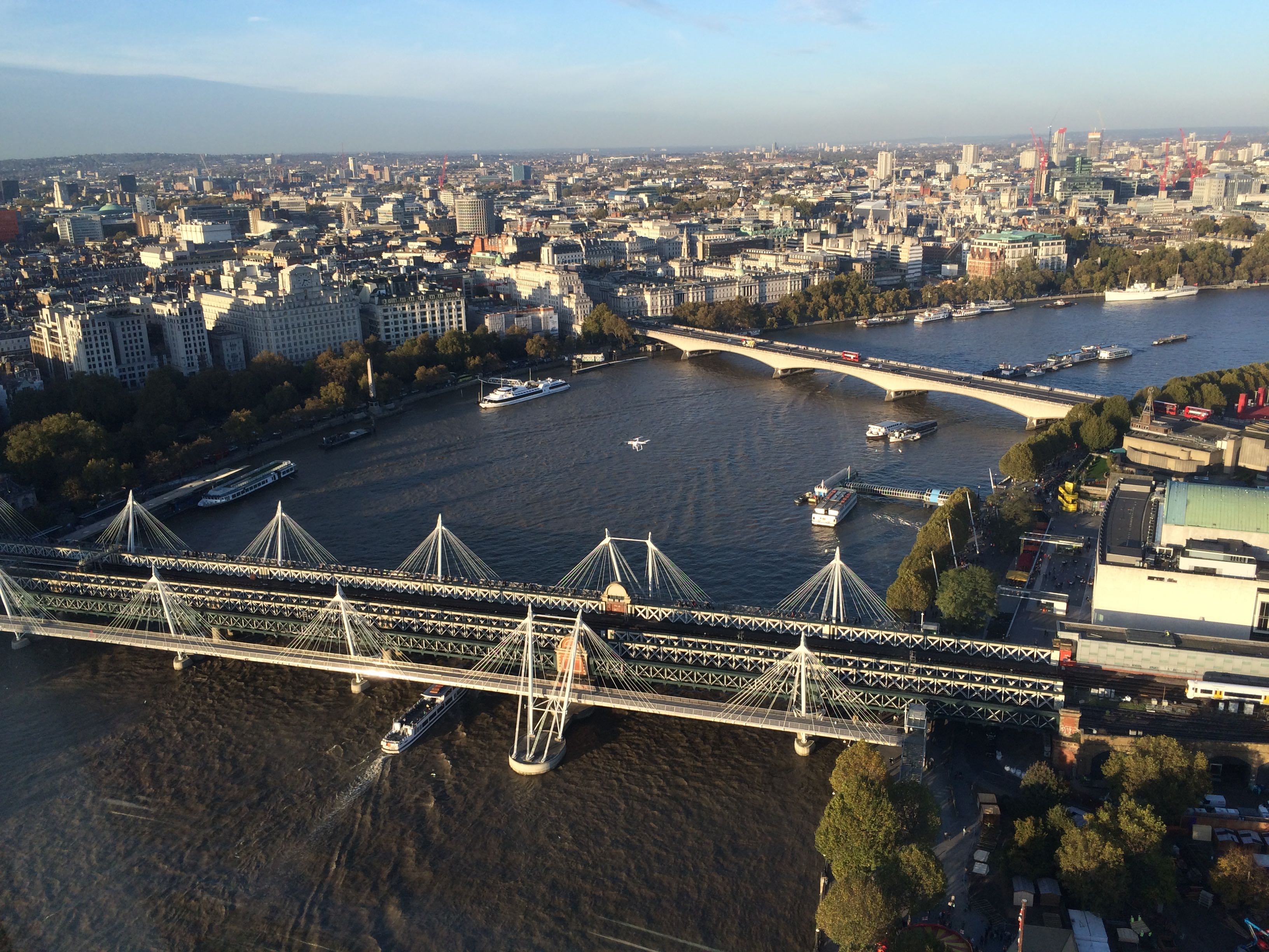 Drone buzzing the London Eye